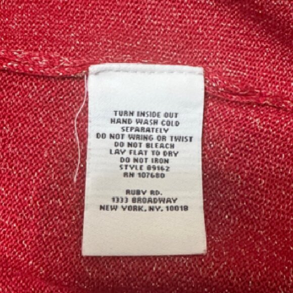 Ruby Rd. Red Cardigan Sweater Sparkle With Beaded Accents Large L - Picture 9 of 9
